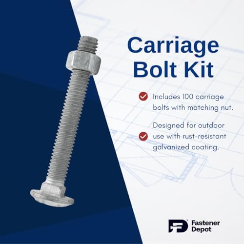 5/16"-18 x 2-1/2" (100 Sets) Hot Dipped Galvanized Carriage Bolt Ki...