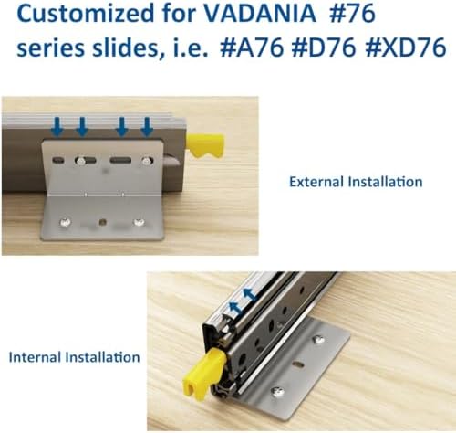 VADANIA 10pcs Heavy Duty L Bracket for #76 Series Drawer Slides, 90 Degree Ri...