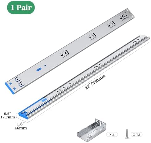 Soft Close Full Extension Ball Bearing Drawer Slides with Rear Bracket 12/14/...