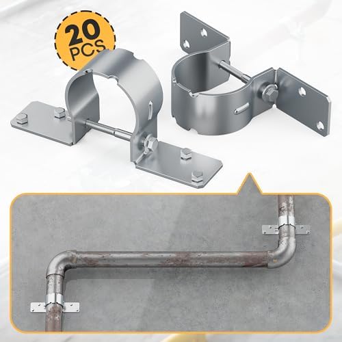 20 PCS Fence Post Brackets, 2-3/8 Steel to Wood Fence Bracket, Fence Brackets...
