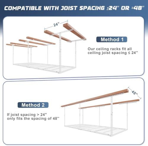 Jusgym 3X8FT Overhead Garage Storage Rack, 26"-40" Height Adjustabl...