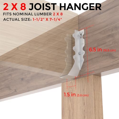 25 Pcs 2x8 Joist Hangers,18 Gauge Metal Face Mount Joist Hanger, Lu28 Joist H...