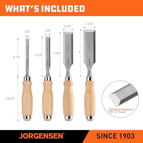 Jorgensen 4-Piece Expansion Wood Chisel Set, 3/8", 5/8", 1-1/4"...
