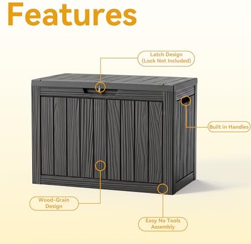 50 Gallon Outdoor & Indoor Deck Storage Box, Waterproof Lockable Patio St...
