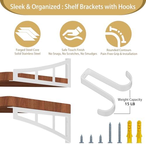Decorative Shelf Brackets 10 Inch Heavy Duty Floating, Iron Wall Mount