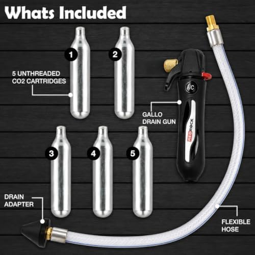 RedRock Gallo Drain Gun with 5 Unthreaded CO2 Cartridges for A/C Condensate L...
