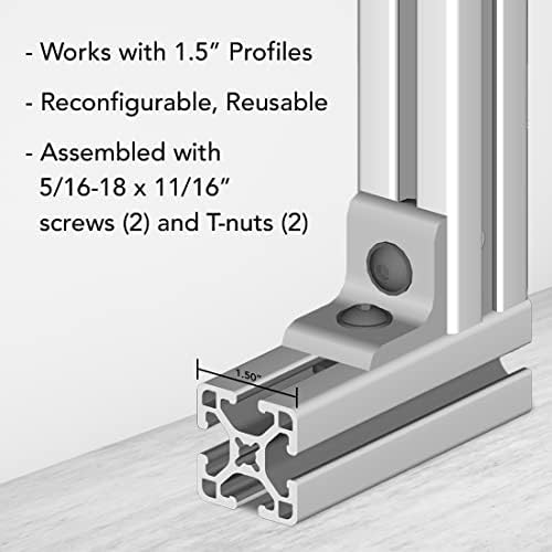 8020, 4302, 15 Series Aluminum 2 Hole Inside Corner Bracket 90 Degree Angle B...