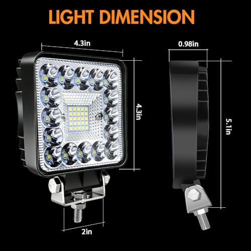 LED Off Road Lights, 4 Inch 123W LED Work Lights Pods, 12V 24V Offroad Drivin...