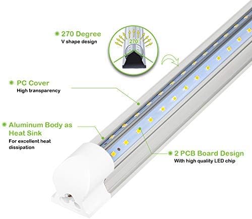 hykolity 6 Pack 4FT LED Shop Light, 6500K Super Bright White, V Shape