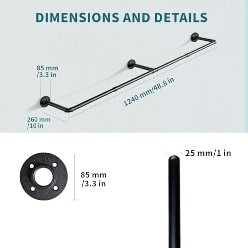 Wall Mounted Clothes Rack 48.8 Inch/4FT