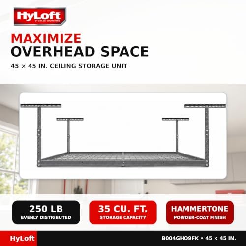 Hyloft Overhead Steel Garage Storage System, Ceiling Rack, 45-Inch x 45-Inch,...