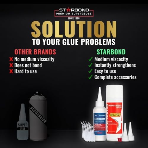 Starbond Medium CA Glue with Activator Bundle (4 oz. + 6 oz.) โ Premium Cyano...