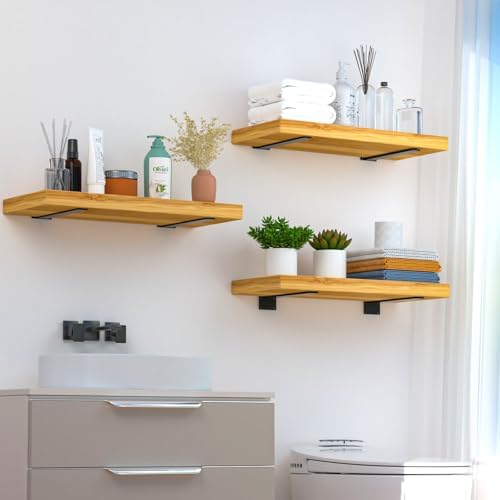 12 Pack - 12 inch Black Hidden L Shelf Bracket (1/5 Inch Thicked) Iron Floati...