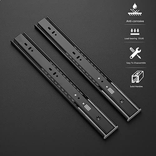 Ravinte Matte Black Soft Close Drawer Slides 14 Inch 5 Pairs 10 Pack