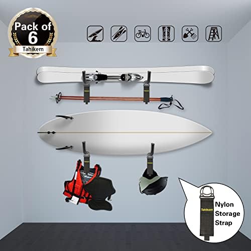 6 Pack Garage Hooks Heavy Duty, 9 Inch Ladder Hooks for Garage Wall