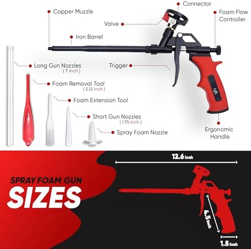 Professional Expanding Foam Spray Gun, 2 Insulation Guns + 18 Extenders