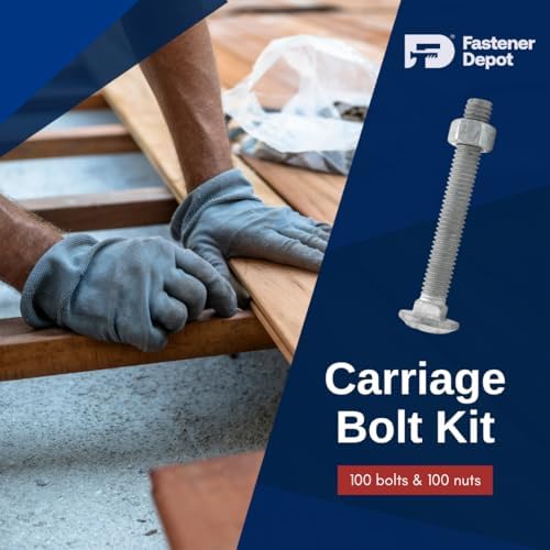 5/16"-18 x 2-1/2" (100 Sets) Hot Dipped Galvanized Carriage Bolt Ki...