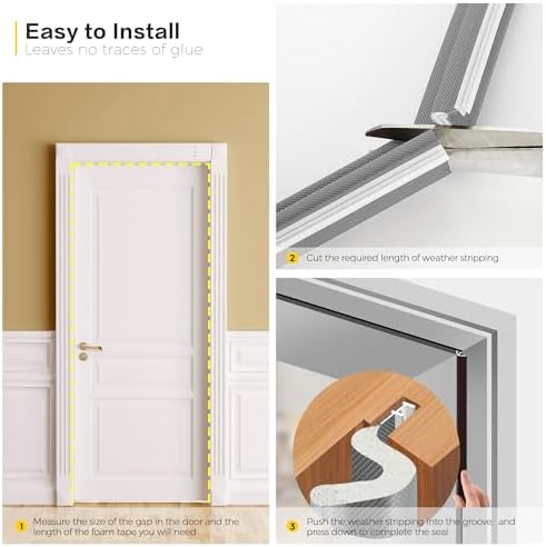 Ravinte Weather Stripping Door Seal, Q-Shaped Kerf Foam Strip, 50 FT, Grey