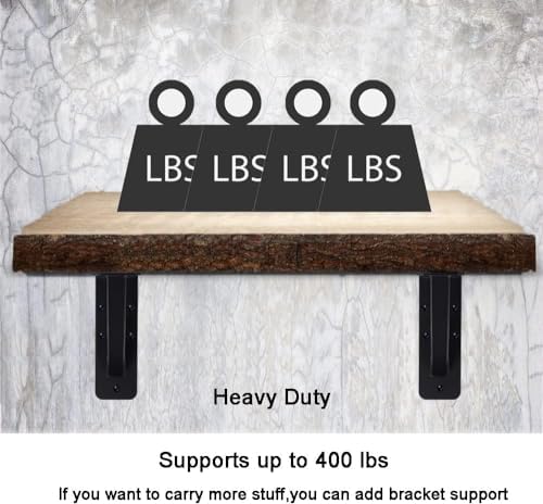 Wdwlbsm 2Pcs Shelf Bracket Heavy Duty 12 Inch Shelf Brackets Steel Mantel Bra...