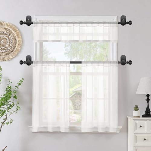 KAMANINA Curtain Rods 2 Pack No Drilling 32 to 86 Inches, Black