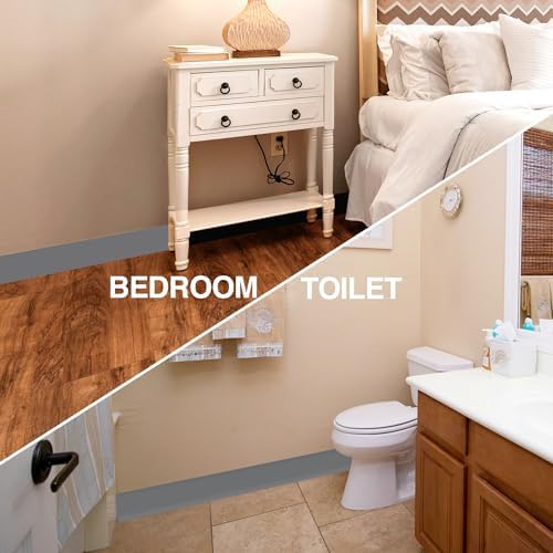 Grey Wall Molding Trim 4 Inch x 40 Feet, Wall Baseboard Molding Trim Flexible...