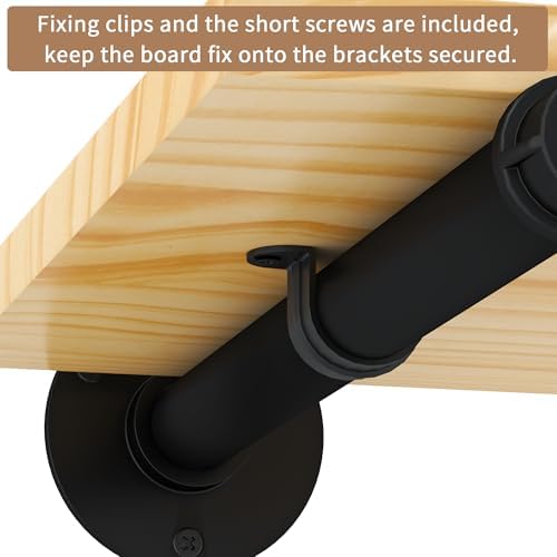 Metal Pipe Shelf Brackets for 12 Inches Board, Heavy Duty Wall Mounted Metal ...