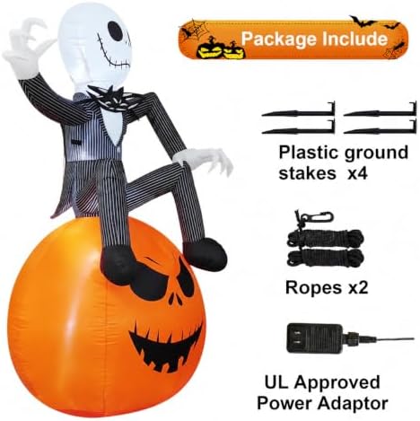 6Ft Inflatable Halloween Yard Decoration - Outdoor Blow Up Skeleton & Pum...