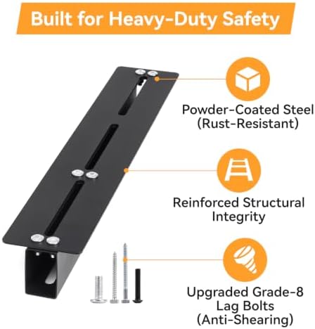 Garage Ceiling Storage Racks for 4 Bins, 17" Heavy Duty Steel Rails, Ove...