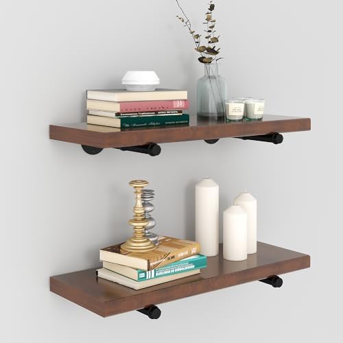 Industrial Pipe Shelf Brackets for 10 Inches Board, Heavy Duty Wall Mounted M...