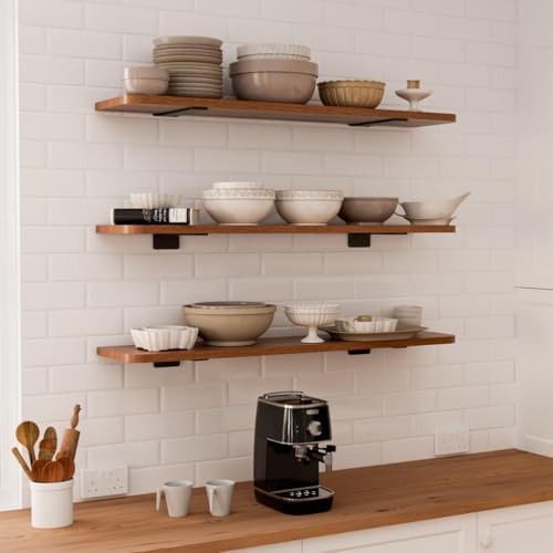 LEOPO 8 inch 12 Pack Floating Shelf Brackets, 1/5" Thick Hidden L Bracket
