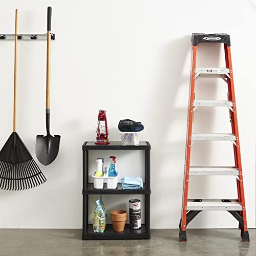 Gracious Living 33 Inch Heavy Duty 3-Shelf Light Duty Storage Shelf, Easy Ass...