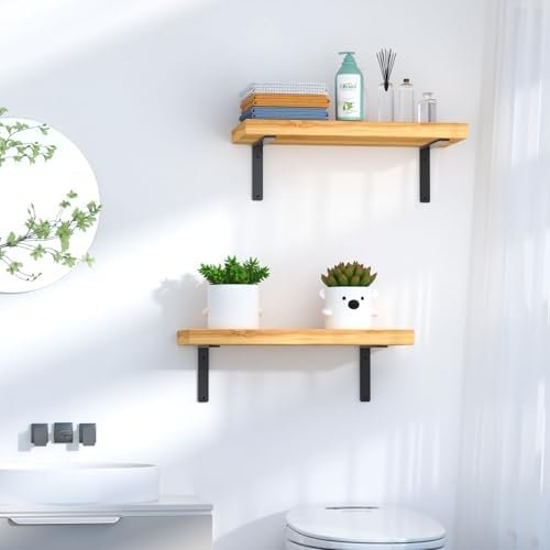12 Pack - L 6" x H 4" x W1.5, 5mm Thick Black L Shelf Bracket, Iron...