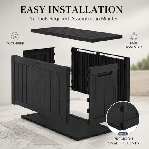 200 Gallon Outdoor Storage Box Resin Deck Box All Weather Waterproof Large Lo...