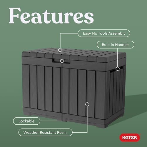 Keter Kentwood 50 Gal Outdoor Storage Box and Patio Side Table