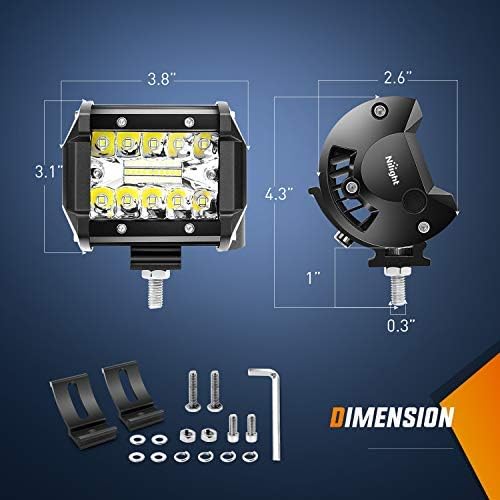 Nilight 2 Pcs 4 Inch 60W Led Pods with 2 Inch Tow Hitch Mounting Brackets Bac...
