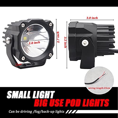 Chelhead Led Driving Lights, 2.7 inch Square 6500K Spot Beam Fog Lights 25W W...