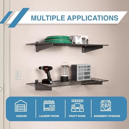 HyLoft 2-Pack Heavy Duty Steel Wall Garage Shelving, 36 in. x 18 in. Adjustab...