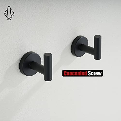 JQK Black Bathroom Towel Hook, Coat Robe Clothes Hook for Bathroom Kitchen Ga...