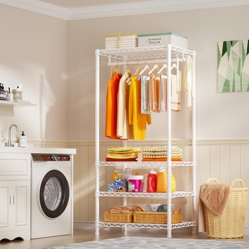 Ulif H4 Mini Portable Closet, 4 Tiers Freestanding Clothing Garment Rack for ...