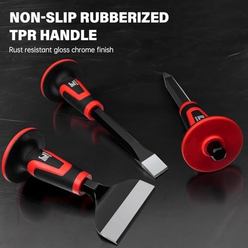 ROTATION 3PC Heavy Duty Masonry Chisel Set with Hand Guard