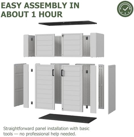 Aoxun 61 Cu.Ft Outdoor Storage Shed, Widened Outdoor Storage Cabinet Waterpro...