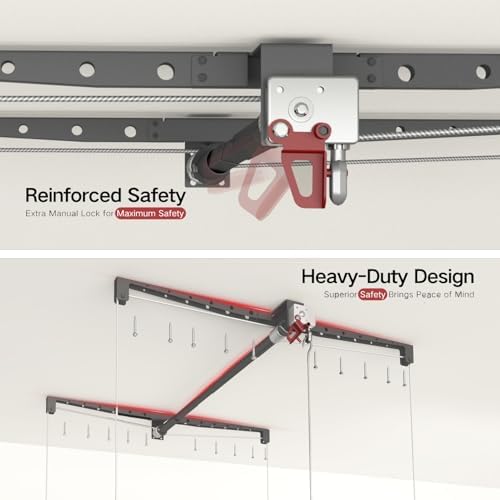 Overhead Garage Storage Rack for 12โ14 FT Ceiling, Heavy-duty 4x4 FT Ceiling ...