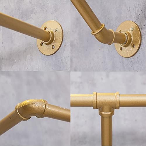 Industrial Pipe Wall Mounted Clothes Hanging Shelves System,Metal Clothing To...