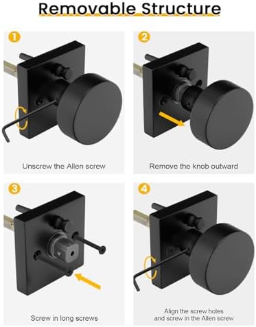 Goldenwarm Matte Black Door Knobs Interior, Privacy Door Knob 6 Pack