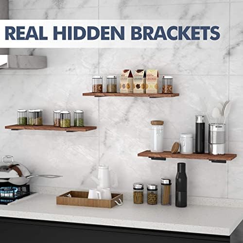 Starunder 14 Inch Floating Shelf Brackets,4 Pack L‑Shape Shelf Supports
