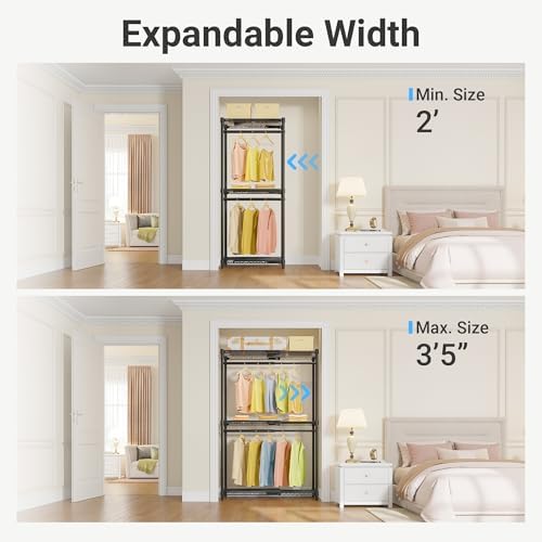VIPEK X1 Expandable Clothes Rack Heavy Duty Adjustable Closet System Black