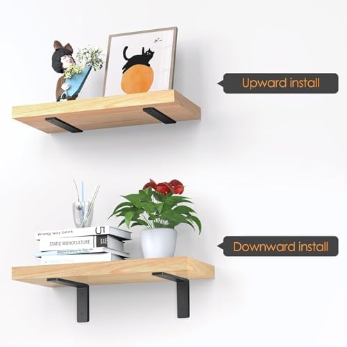 Heavy Duty Shelf Brackets 10 Inch, 6 Pack Floating Shelf Brackets, L Wall She...