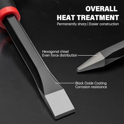 ROTATION 3PC Heavy Duty Masonry Chisel Set with Hand Guard