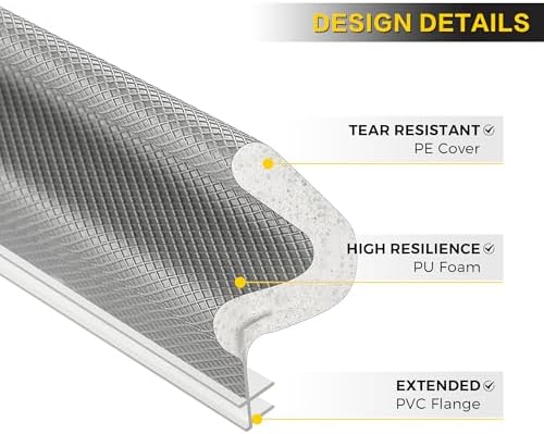 Ravinte Weather Stripping Door Seal, Q-Shaped Kerf Foam Strip, 50 FT, Grey