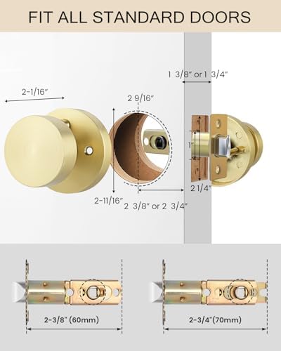 Haidms Brushed Gold Door Knob Interior Privacy Door Knobs 6 Pack
